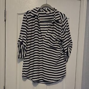 Striped Blue and White Women's Top